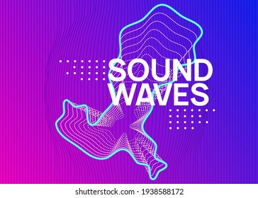 Electro event. Dynamic fluid shape and line. Geometric concert invitation layout. Electro event neon flyer. Trance dance music. Electronic sound. Club fest poster. Techno dj party.