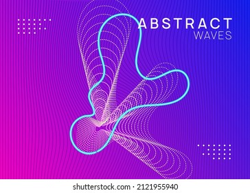 Electro event. Dynamic fluid shape and line. Energy concert cover concept. Electro event neon flyer. Trance dance music. Electronic sound. Club fest poster. Techno dj party.