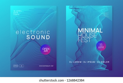 Electro event. Dynamic gradient shape and line. Minimal concert invitation set. Electro event neon flyer. Trance dance music. Electronic sound. Club fest poster. Techno dj party.