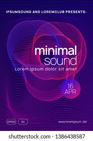 Electro event. Dynamic gradient shape and line. Creative discotheque banner layout. Electro event neon flyer. Trance dance music. Electronic sound. Club fest poster. Techno dj party.
