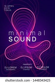Electro event. Dynamic gradient shape and line. Minimal discotheque magazine template. Electro event neon flyer. Trance dance music. Electronic sound. Club fest poster. Techno dj party.