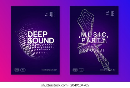 Electro event. Dynamic gradient shape and line. Minimal show invitation set. Electro event neon flyer. Trance dance music. Electronic sound. Club fest poster. Techno dj party.