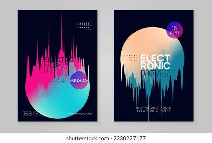 Electro Event. Linear Disco Party. Wavy Effect For Magazine. Holiday Background For Brochure Shape. Dance And Exhibition Design. Rainbow Electro Event