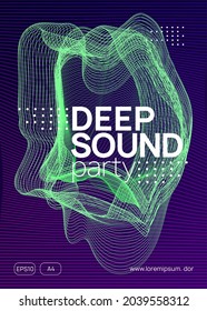 Electro event. Modern show invitation template. Dynamic gradient shape and line. Electro event neon flyer. Trance dance music. Electronic sound. Club fest poster. Techno dj party.