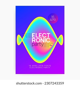 Electro Fest. Club And Carnival Design. Graphic Pattern For Brochure Concept. Wavy Glitch For Invitation. Wave Disco Party. Pink And Blue Electro Fest