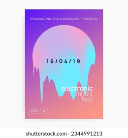 Electro Fest. Fondo Elegante Para El Diseño De La Portada. El Arte De Jazz Para Todo. Vector Electrónico Y Discoteca. Pancarta de Wavy House. Festival De Elecciones Rosa Y Azul