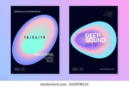 Elektrofeuer. Fun Techno Event. Minimales Muster für Set Layout. Indie-Effekt zur Einladung. Musik- und Ausstellungsvorlage. rosafarbene und blaue Elektronenfest