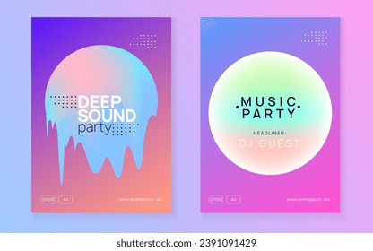 Electro Fest. Jazz Club Party. Fun Art For Invitation. Memphis Background For Brochure Shape. Techno And Nightlife Concept. Pink And Blue Electro Fest