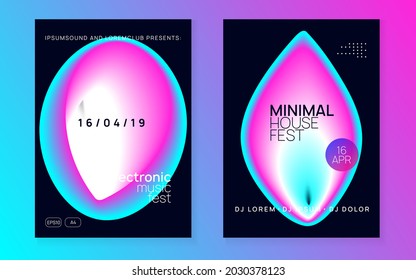 Elektrofeuer. Minimaler Hintergrund für Einladung Vorlage. Wavy Techno Party. Welleneffekt für Set. Club und Karnevalsform. Purpur und Blue Electro Fest