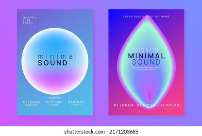 Electro Fest. Trendy Glitch For Magazine. Dance And Nightlife Design. Wave Disco Flyer. Minimal Background For Invitation Vector. Purple And Turquoise Electro Fest