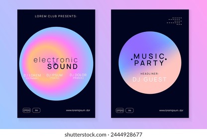 Electro Flyer. Fun Art For Presentation. Geometric Background For Brochure Concept. Disco And Carnival Template. Trendy Trance Poster. Pink And Blue Electro Flyer