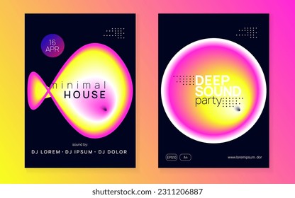 Electro Flyer. Holiday Pattern For Brochure Design. Electronic And Concert Template. Cool Art For Presentation. Indie Trance Poster. Pink And Yellow Electro Flyer