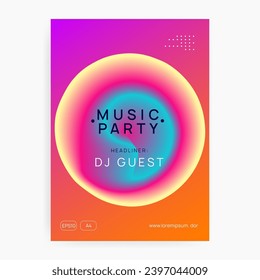 Electro Flyer. Techno And Nightlife Design. Holiday Background For Presentation Vector. Modern Effect For Brochure. Jazz Sound Banner. Pink And Blue Electro Flyer
