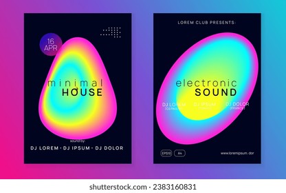 Electro Flyer. Trance And Carnival Design. Memphis Background For Presentation Concept. Wavy Glitch For Cover. Wave Music Fest. Pink And Blue Electro Flyer