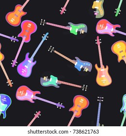 Electro Guitar Flat Design Seamles Pattern. Vector illustration