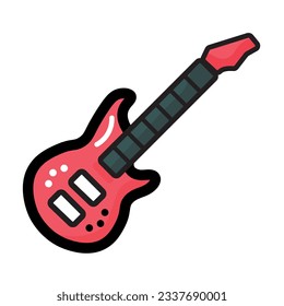 Electro Guitar Icon, Cartoon symbol, and vector, Can be used for web, print, and mobile