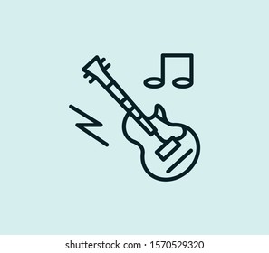 Electro guitar icon line isolated on clean background. Electro guitar icon concept drawing icon line in modern style. Vector illustration for your web mobile logo app UI design.