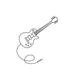 Electro Guitar Icon Outline Isolated On White. Simple Vector Icon. Guitar Icon Vector Music. Outline Guitar Vector For Web Design Isolated On Black Background.Music Instrument Vector.Jack 