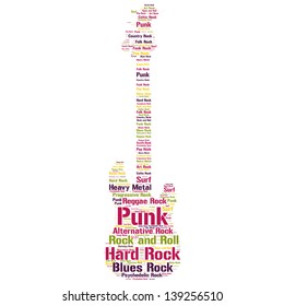 Electro Guitar Shaped Rock Concept Word Cloud