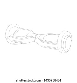 Electro gyro board icon in outline style. two-wheeled scooter in white basic color . Self-balancing electric board. Eco Transport  isolated vector illustration
