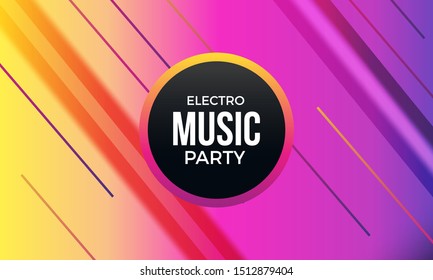 Electro music party banner with gradient strips