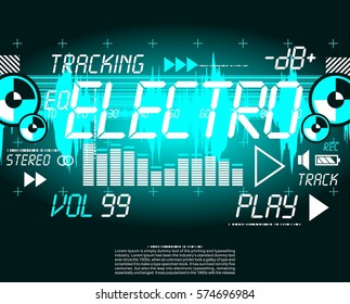 electro music poster, flyer banner postcard abstract background hi-fi