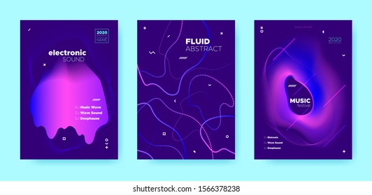 Electro Music Poster. Wave Gradient Shapes. Disco Club Flyer. Blue Flow Shape. Neon Techno Music Poster. Purple Abstract Gradient Blend. Night Club Flyer. Dj Concert. Trance Music Poster.