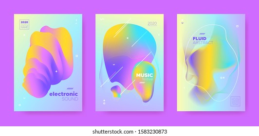 Electro Music Poster. Wave Gradient Shapes. 