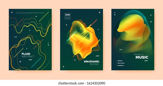 Electro Music Poster. Wave Gradient Blend. Night Club Flyer. Dj Invitation. Yellow Dance Music Poster. Gold Abstract Gradient Blend. Night Club Event. Dj Concert. Techno Music Poster.