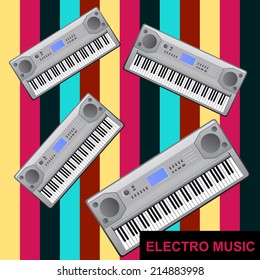 Electro music - vector illustration of abstract background with electric Pianos