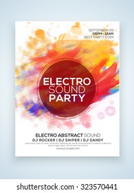 Electro Night Party celebration one page Flyer, Banner or Template with colorful splash.