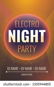 Electro night party concept banner. Cartoon illustration of electro night party vector concept banner for web design