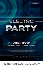 Electro Night Party Poster Flyer Template. Vector illustration template for concert, disco, club party, event invitation, cover festival.