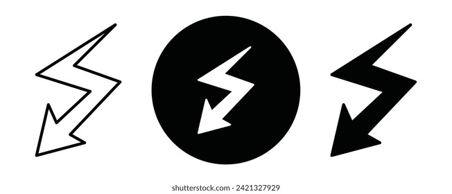 Electro outline icon collection or set. Electro Thin vector line art