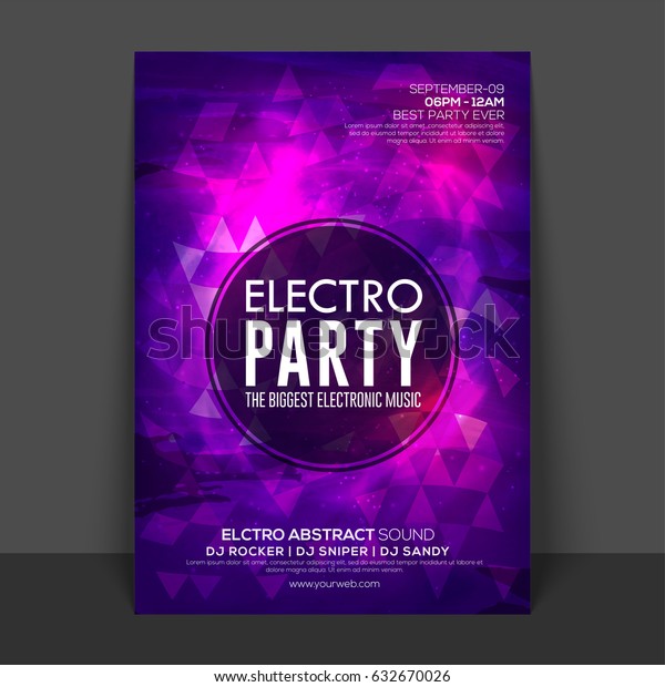 Elektro Partyflyer Vorlage Oder Banner Mit Abstraktem Stock Vektorgrafik Lizenzfrei