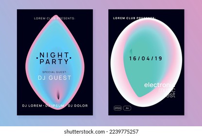 Electro Party. Modern Electronic Fest. Gradient Background For Invitation Concept. Indie Effect For Brochure. Trance And Discotheque Template. Black And Turquoise Electro Party