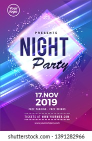 Electro party music night poster template. Electro style concert disco party event invitation. - Vector