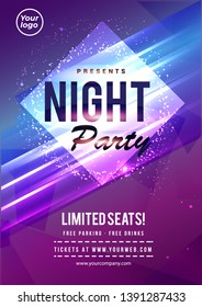 Electro party music night poster template. Electro style concert disco party event invitation. - Vector
