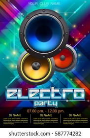 Electro Party Speakers Poster Layout Illustrator Vector