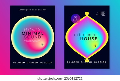 Electro Poster. Indie Trance Event. Minimal Pattern For Invitation Vector. Techno And Exhibition Layout. Wave Glitch For Brochure. Pink And Blue Electro Poster