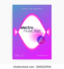Electro Poster. Jazz Music Event. Sound And Show Concept. Geometric Background For Invitation Design. Cool Glitch For Set. Pink And White Electro Poster