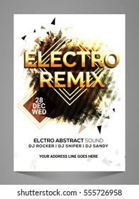 Electro Remix, Stylish Musical Party Flyer, Banner, Pamphlet or Invitation with abstract design.