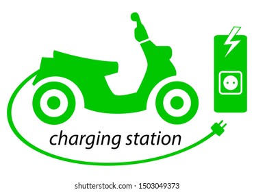 electro scooter charging station vector illustration