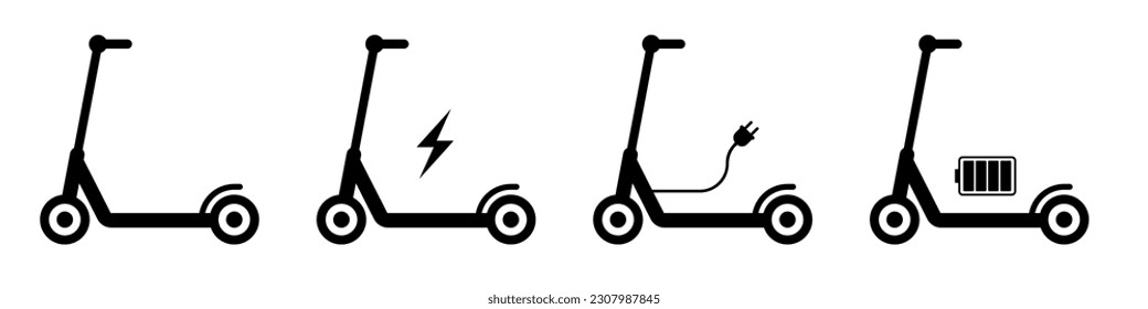 Juego de iconos de la motocicleta de Electro. transporte ecológico