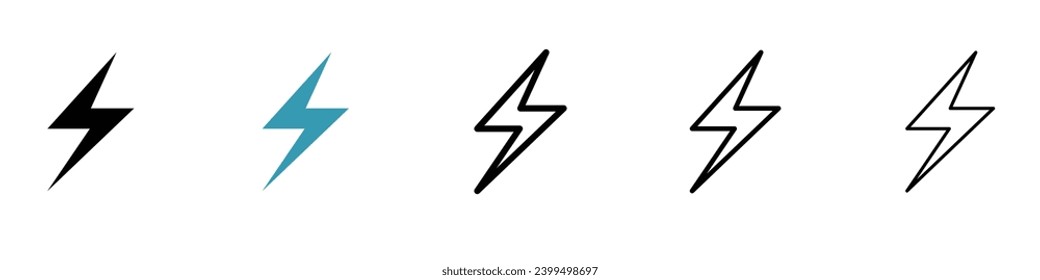 Electro sign set. Power lightn thunder bolt for UI designs.