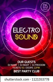 Electro Sound Party Music Poster. Electronic Club Deep Music. Musical Event Disco Trance Sound. Night Party Invitation. DJ Flyer Poster.