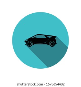 Electro sport car long shadow icon. Simple glyph, flat vector of transport icons for ui and ux, website or mobile application