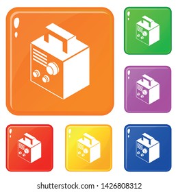 Electro welding machine icons set collection vector 6 color isolated on white background
