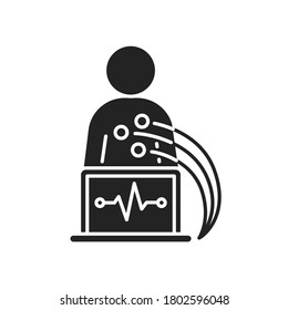 Electrocardiogram Black Glyph Icon. Medical Device For Checking The Patient’s Heart Condition.Outline Pictogram For Web Page, Mobile App, Promo.