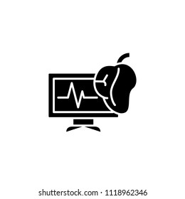 Electrocardiogram black icon concept. Electrocardiogram flat  vector symbol, sign, illustration.